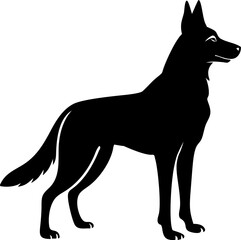 German Shepherd dog silhouette, Sitting german shepherd dog breed silhouette vector illustration, isolated on a white background