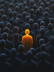 Obraz premium bright leader stands out among group of icons, symbolizing guidance and inspiration. This represents leadership, teamwork, and collaboration in modern context