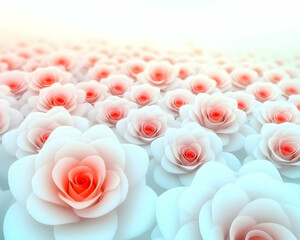 Fototapeta premium Serene field of abstract roses with soft background lighting for romantic themes, design, wallpaper, or a sense of peace