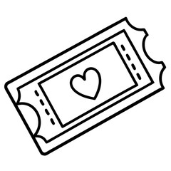 Elegant Heart & Ticket Line Drawing