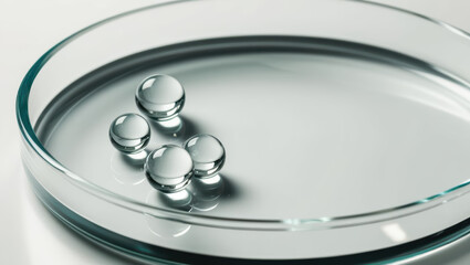 clear petri dish with transparent drops inside