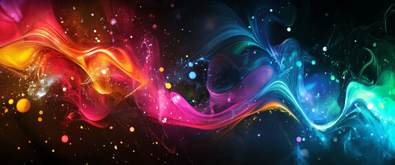Colorful Abstract Swirl with Splashes and Light Effects