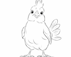Fototapeta premium Standing little bird character illustration on white background for children's storybook or educational material usage