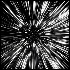 Fototapeta premium Hyperspeed Cosmic Explosion in Black and White