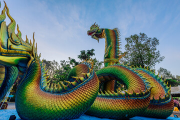 Background of beautiful religious tourist attractions, the ancient church Wat Phra That Nong Bua...