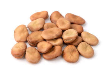 dried broad beans on white background