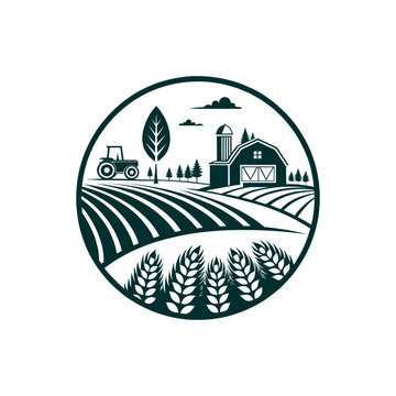 recommend clip art: agriculture soil farm, crop field logo silhouette vector line art logo design