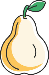 Pear vector art with a white background. Coloring Page Outline of cartoon sweet pear. Summer fruit.