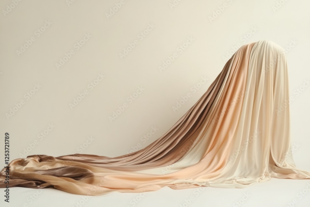 Poster Elegant arrangement of flowing silk fabrics against a neutral backdrop showcasing soft lighting and graceful tones. Generative AI