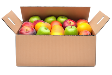 Cardboard box with food vegetables and fruits in a cardboard box food delivery and food bank concept