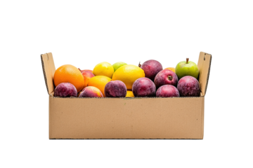 Cardboard box with food vegetables and fruits in a cardboard box food delivery and food bank concept