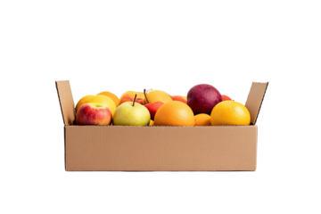 Cardboard box with food vegetables and fruits in a cardboard box food delivery and food bank concept