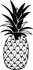 Pineapple vector art with a white background. Pineapple tropical fruit. Vector illustration, isolated on white background 