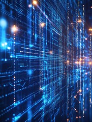 Obraz premium Abstract technology background with interconnected lines and data streams, highlighting network communication.