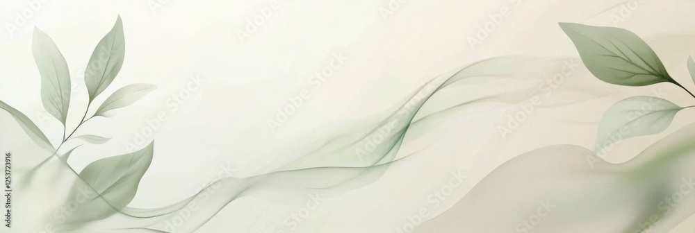 Poster gentle flowing abstract lines evoke the calmness of spring breezes with pastel tones and a spacious 