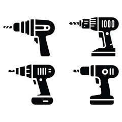 Vector Illustration of Various Electric Drill Types