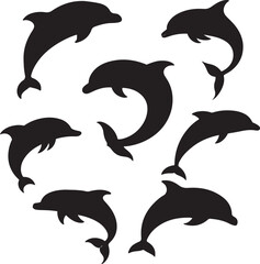 dolphin icon clip art collcection silhouette logo design vector illustration © Mohaiminul