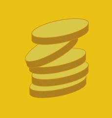 illustration of an irregular stack of golden yellow coins,