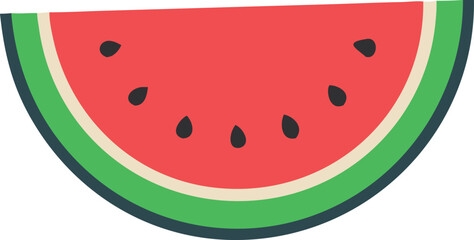 Slice of watermelon line icon in colored linear style isolated on white background. Watermelon vector art with a white background.