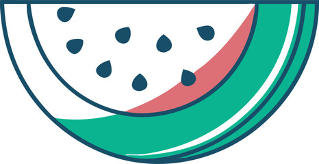 Slice of watermelon line icon in colored linear style isolated on white background. Watermelon vector art with a white background.