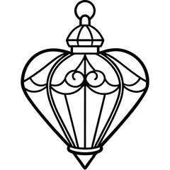 Floral Heart Lantern Line Art
