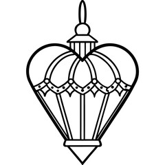 Floral Heart Lantern Line Art