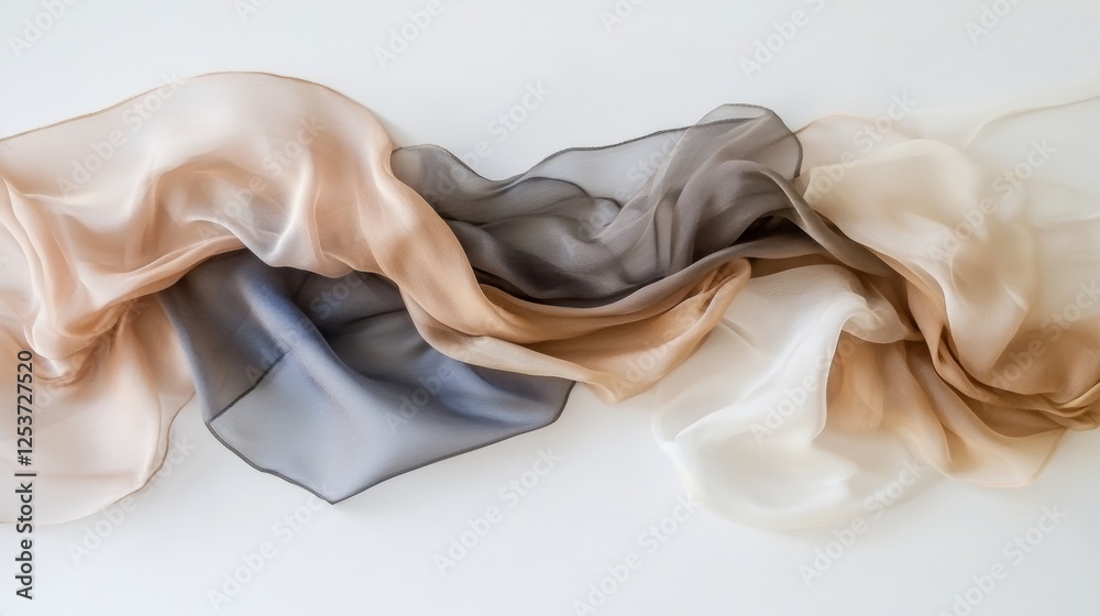 Leinwandbilder flowing silk fabrics create elegant tones in soft lighting with blank space for text. generative ai
