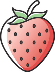 Obraz premium Strawberry hand-drawn colored flat vector illustration isolated on white. Strawberry vector art with a white background