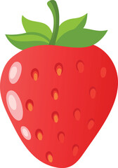 Strawberry hand-drawn colored flat vector illustration isolated on white. Strawberry vector art with a white background
