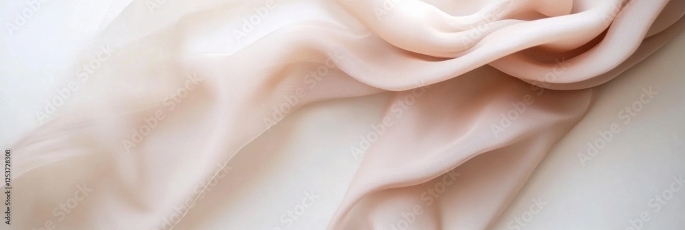 Poster Flowing silk fabric drapes gracefully on soft neutral background creating an elegant atmosphere for creative designs. Generative AI