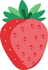 Strawberry hand-drawn colored flat vector illustration isolated on white. Strawberry vector art with a white background