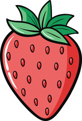 Obraz premium Strawberry hand-drawn colored flat vector illustration isolated on white. Strawberry vector art with a white background