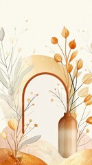 Elegant floral arrangement in minimalist vase home decor digital art peaceful atmosphere artistic viewpoint