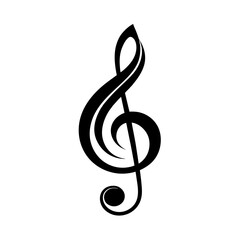 Obraz premium Stylish Black and White Treble Clef Musical Note Design Graphic