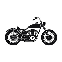 Obraz premium Classic Black and White Silhouette of a Vintage Chopper Motorcycle