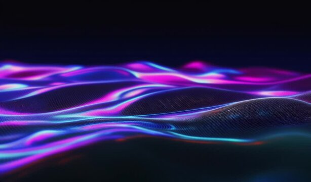 Vibrant, abstract digital waves showcase a brilliant display of neon colors and smooth gradients that mesmerize. 