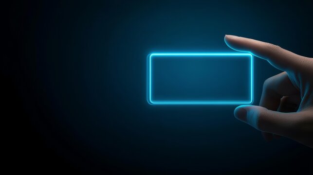 Glowing blue square held in hand, a symbol of future technology, innovation, and energy