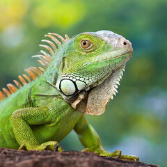 Obraz premium Small Green Iguana Closeup 
