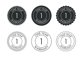 Advertising 1 year warranty badge, Warranty logo icon sign