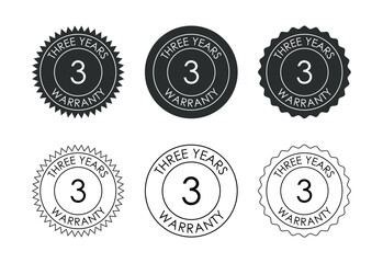 Advertising 3 years warranty badge, Warranty logo icon sign