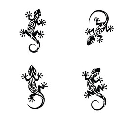 Tribal Gecko Silhouette - Vector Lizard Tattoo Design