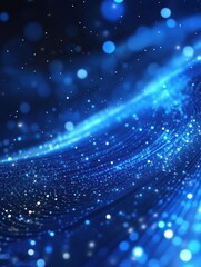 Obraz premium Futuristic blue dots waves for digital processing, network connection and digital communication concept background.