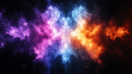 Fototapeta premium Cosmic Nebula Divided In Vivid Hues Of Purple Blue And Orange