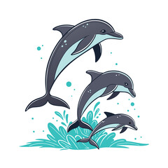 Marine mammals vector illustration. Underwater animal