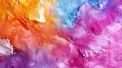 Obraz premium Vibrant abstract painting with colorful texture blending orange, blue, and pink hues