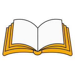The book is shown from a slightly elevated angle, offering a clear view of both the open and closed pages. The middle pages are open and blank, while the edges of the closed pages can be seen beneath