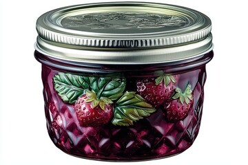 Homemade strawberry jam closeup kitchen food photography rustic setting overhead view culinary art