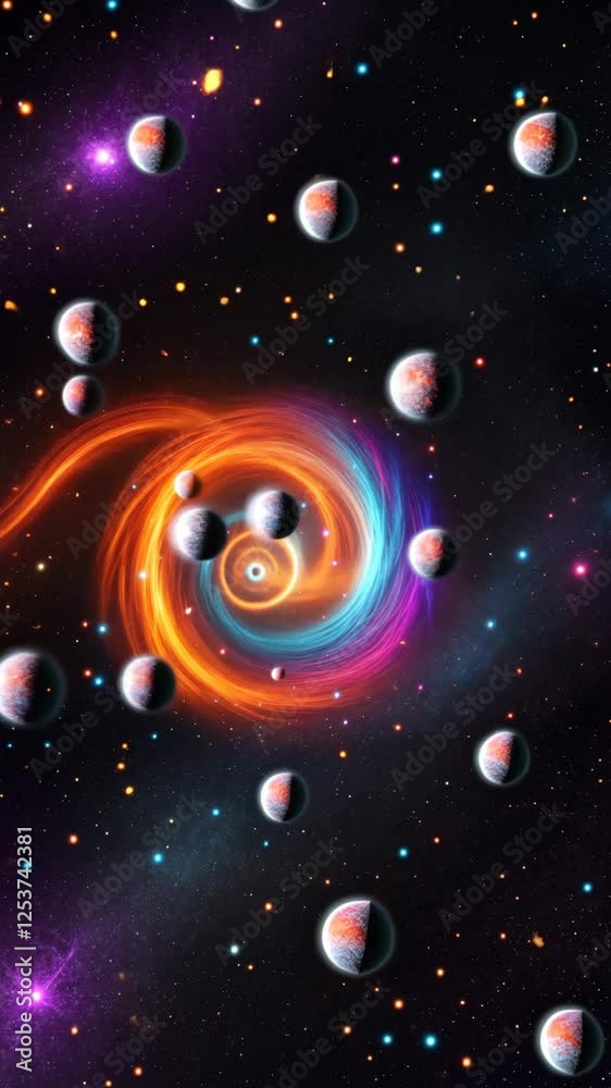 Poster A colorful image of a heart with many small circles surrounding it. The circles are of different colors and sizes