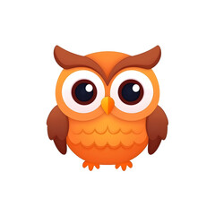 Cute Cartoon Owl Illustration with Bright Orange Colors and Big Eyes