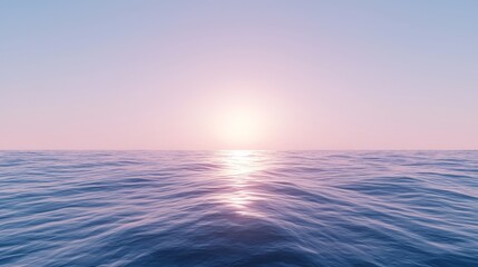 Obraz premium Vast tranquil ocean under a clear sky, breathtaking seascape panorama